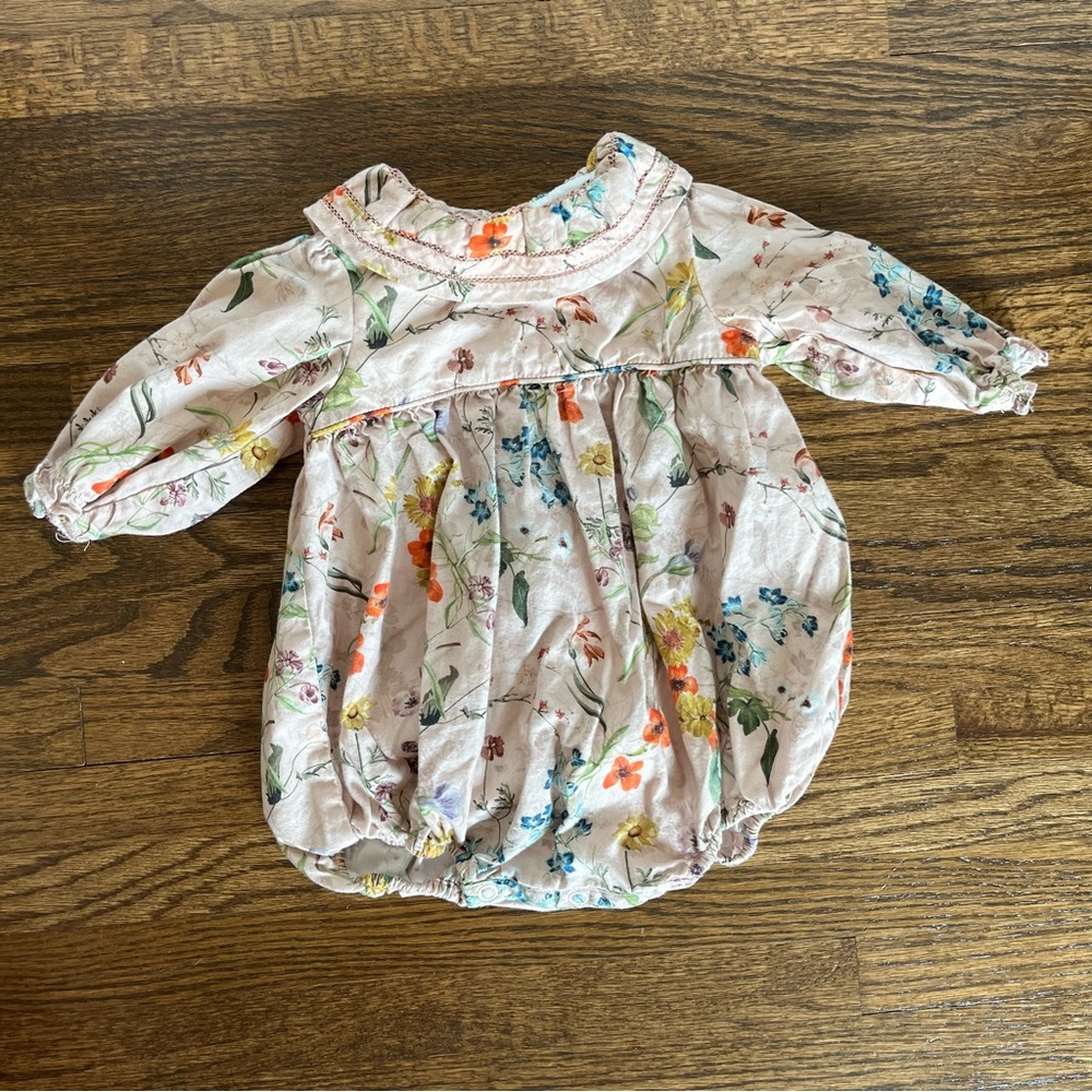 Luli & Me Light Pink Floral Bubble Romper 3 mo VGUC